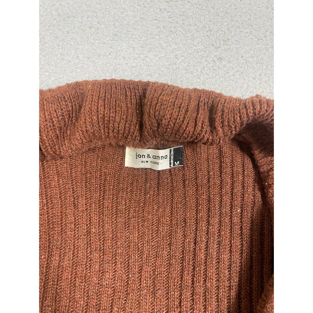 Jon & Anna Womens Size M Brown Ruffle Cardigan Sweater drawstring tie - Picture 3 of 11